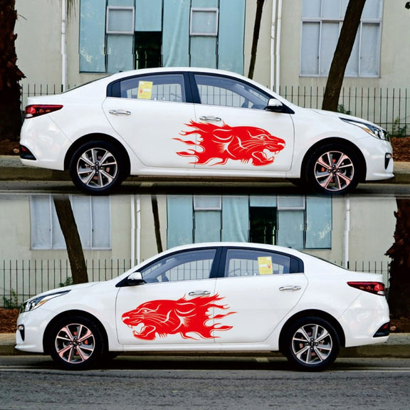 2 PCS/Set D-417 Lion Pattern Car Modified Decorative Sticker(Red)