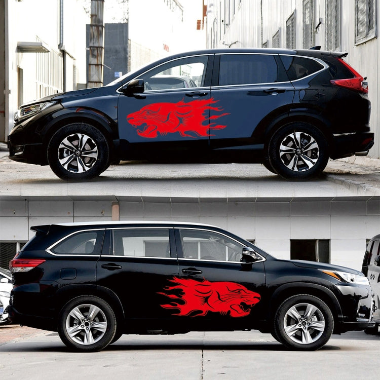 2 PCS/Set D-417 Lion Pattern Car Modified Decorative Sticker(Red)