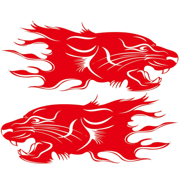 2 PCS/Set D-417 Lion Pattern Car Modified Decorative Sticker(Red)