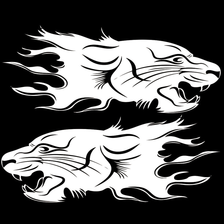 2 PCS/Set D-417 Lion Pattern Car Modified Decorative Sticker(White)