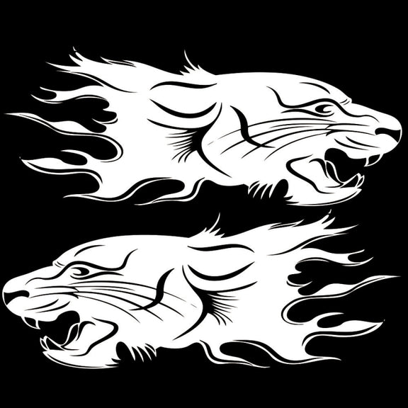 2 PCS/Set D-417 Lion Pattern Car Modified Decorative Sticker(White)