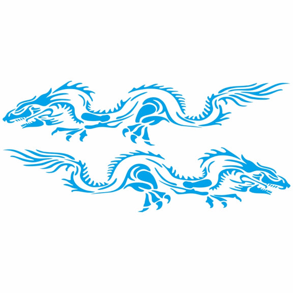 2 PCS/Set D-418 Dragon Totem Tribe Pattern Car Modified Decorative Sticker(Blue)