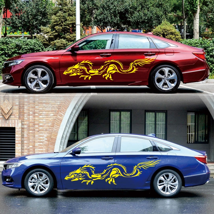 2 PCS/Set D-418 Dragon Totem Tribe Pattern Car Modified Decorative Sticker(Yellow)