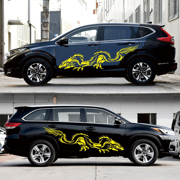 2 PCS/Set D-418 Dragon Totem Tribe Pattern Car Modified Decorative Sticker(Yellow)