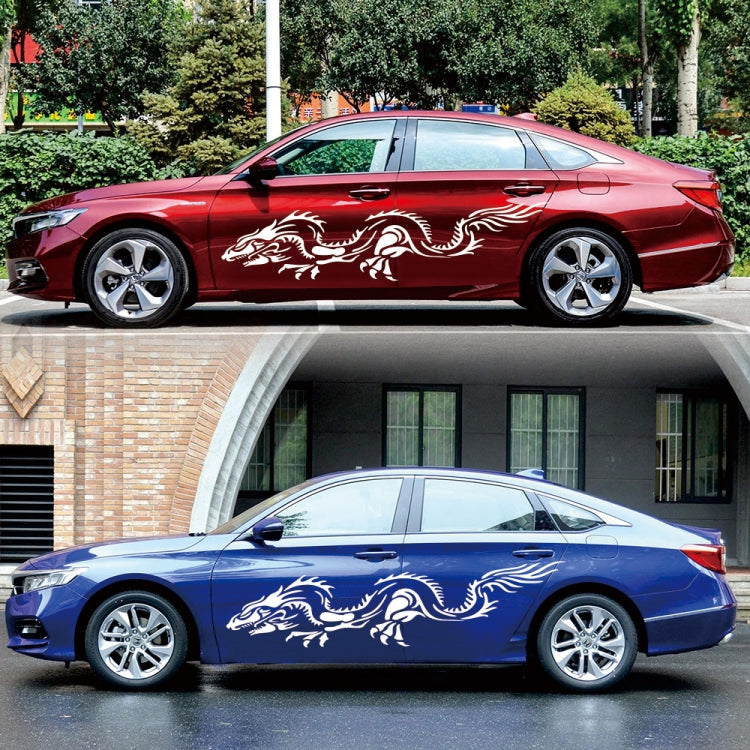 2 PCS/Set D-418 Dragon Totem Tribe Pattern Car Modified Decorative Sticker(White)