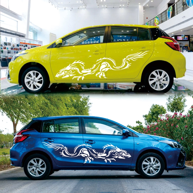 2 PCS/Set D-418 Dragon Totem Tribe Pattern Car Modified Decorative Sticker(White)
