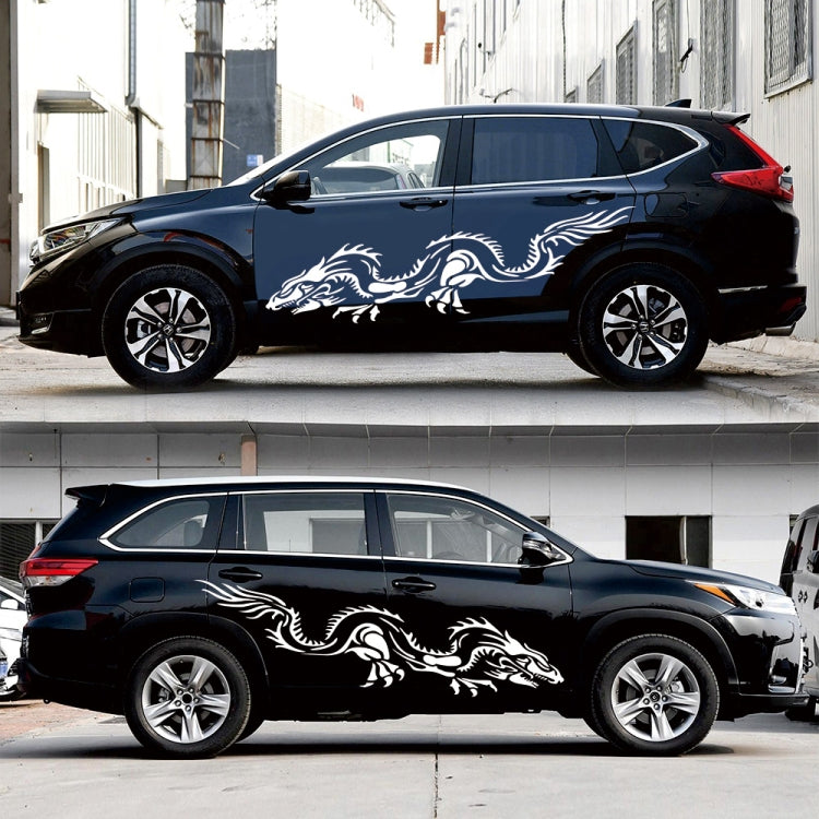 2 PCS/Set D-418 Dragon Totem Tribe Pattern Car Modified Decorative Sticker(White)