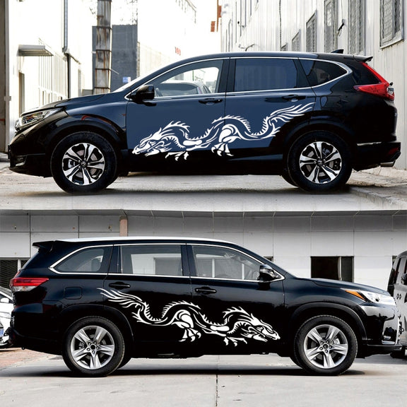 2 PCS/Set D-418 Dragon Totem Tribe Pattern Car Modified Decorative Sticker(White)