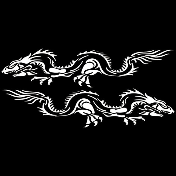 2 PCS/Set D-418 Dragon Totem Tribe Pattern Car Modified Decorative Sticker(White)