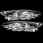 2 PCS/Set D-435 Grim Reaper Pattern Car Modified Decorative Sticker(White)