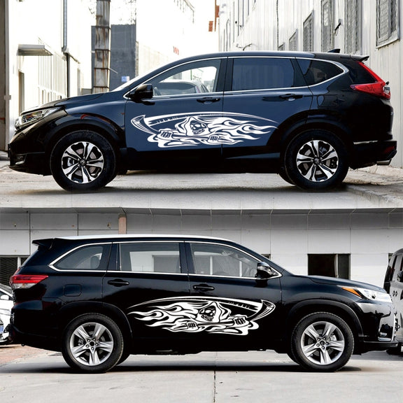2 PCS/Set D-435 Grim Reaper Pattern Car Modified Decorative Sticker(White)