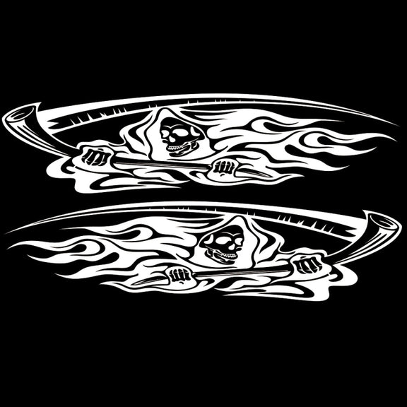 2 PCS/Set D-435 Grim Reaper Pattern Car Modified Decorative Sticker(White)