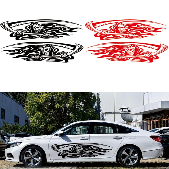 2 PCS/Set D-435 Grim Reaper Pattern Car Modified Decorative Sticker(White)