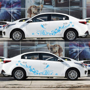 D-462 Butterfly Loves Flowers Pattern Car Modified Decorative Sticker(Blue)