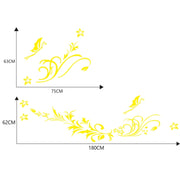 D-462 Butterfly Loves Flowers Pattern Car Modified Decorative Sticker(Yellow)