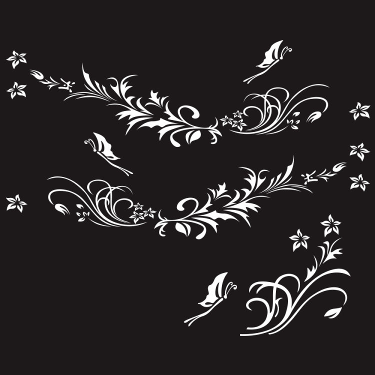 D-462 Butterfly Loves Flowers Pattern Car Modified Decorative Sticker(White)