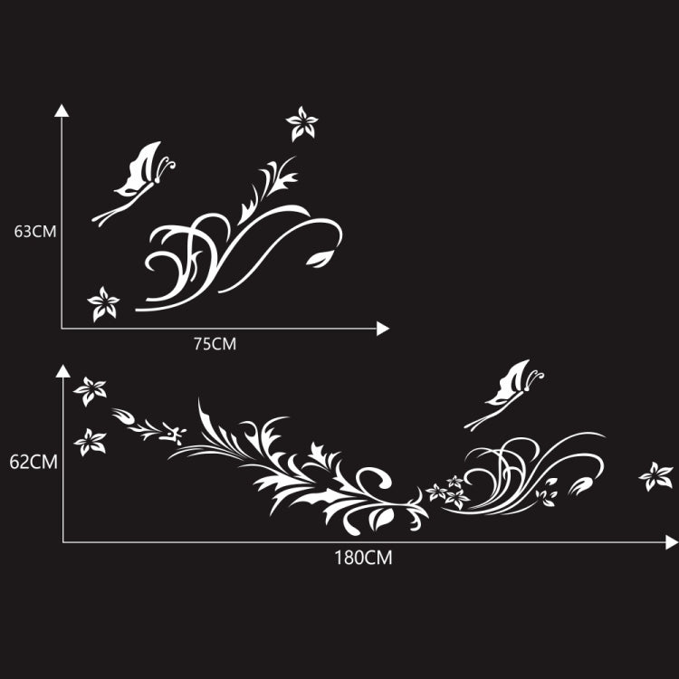 D-462 Butterfly Loves Flowers Pattern Car Modified Decorative Sticker(White)