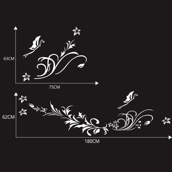 D-462 Butterfly Loves Flowers Pattern Car Modified Decorative Sticker(White)