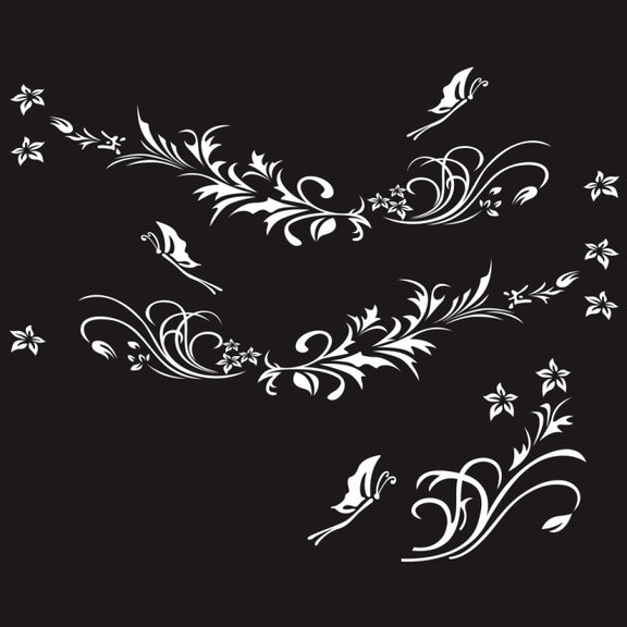 D-462 Butterfly Loves Flowers Pattern Car Modified Decorative Sticker(White)