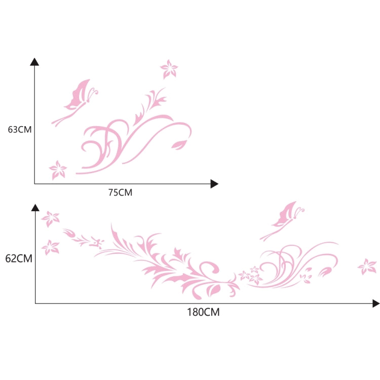 D-462 Butterfly Loves Flowers Pattern Car Modified Decorative Sticker(Pink)