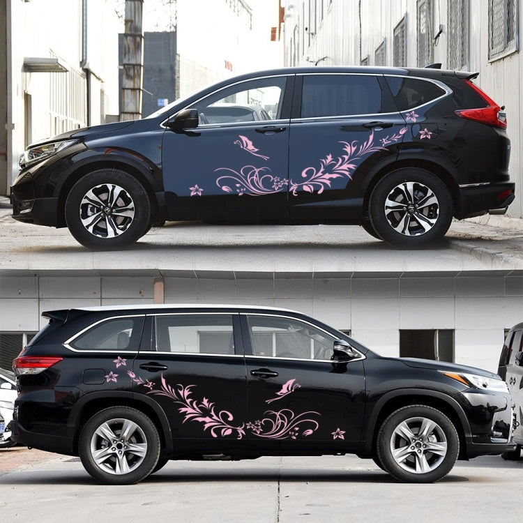 D-462 Butterfly Loves Flowers Pattern Car Modified Decorative Sticker(Pink)
