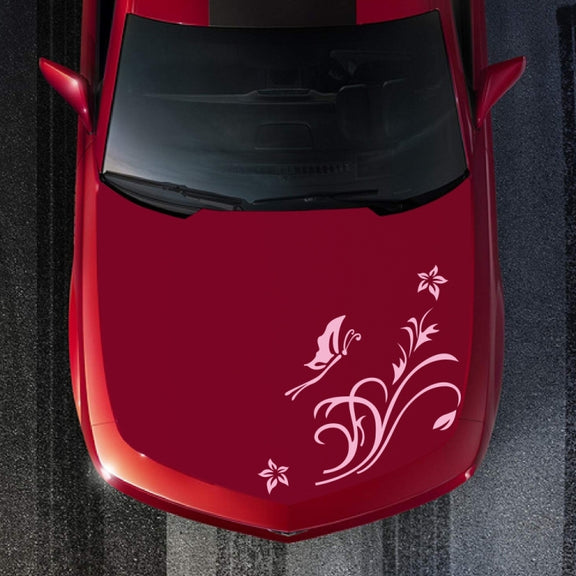 D-462 Butterfly Loves Flowers Pattern Car Modified Decorative Sticker(Pink)