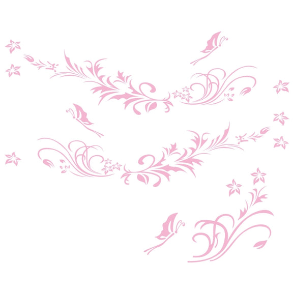 D-462 Butterfly Loves Flowers Pattern Car Modified Decorative Sticker(Pink)