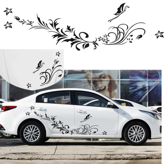 D-462 Butterfly Loves Flowers Pattern Car Modified Decorative Sticker(Yellow)