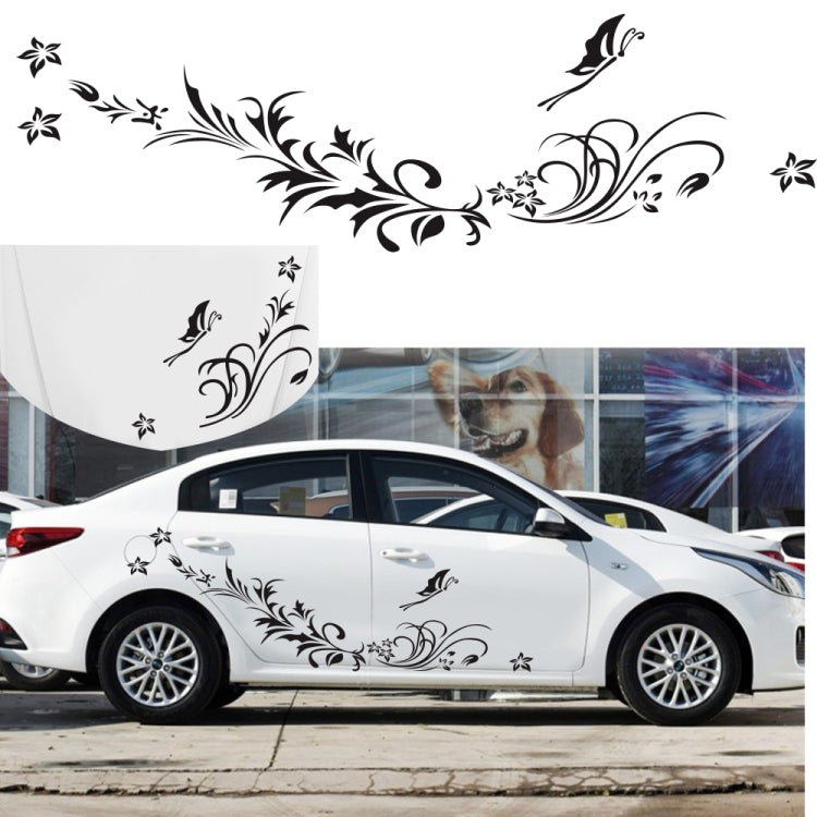 D-462 Butterfly Loves Flowers Pattern Car Modified Decorative Sticker(Red)
