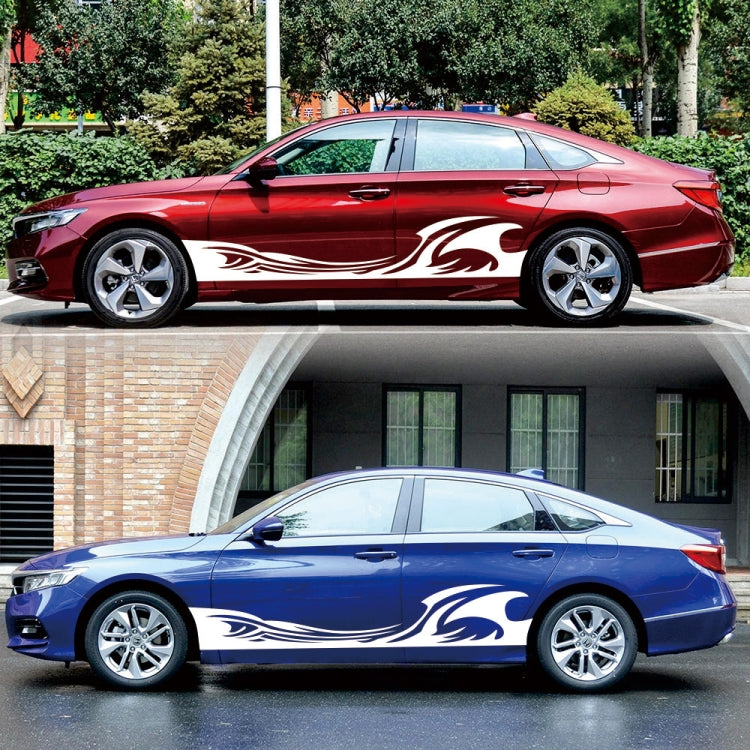 2 PCS/Set D-467 Waves Pattern Car Modified Decorative Sticker(White)