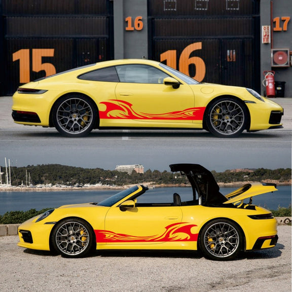 2 PCS/Set D-467 Waves Pattern Car Modified Decorative Sticker(Red)