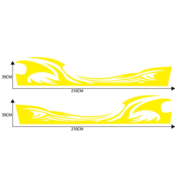 2 PCS/Set D-467 Waves Pattern Car Modified Decorative Sticker(Yellow)
