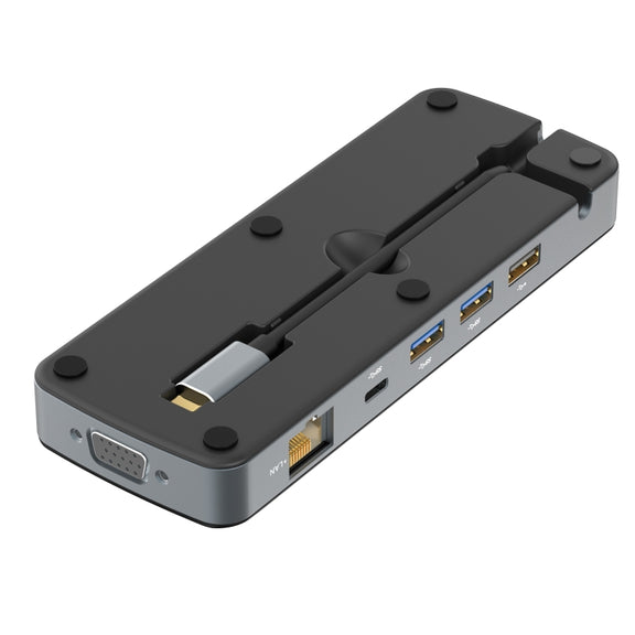 V240 12-in-1 Multifunctional USB-C / Type-C 3.1 Male HUB Docking Station(Black)