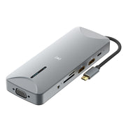 V240 12-in-1 Multifunctional USB-C / Type-C 3.1 Male HUB Docking Station(Gery)