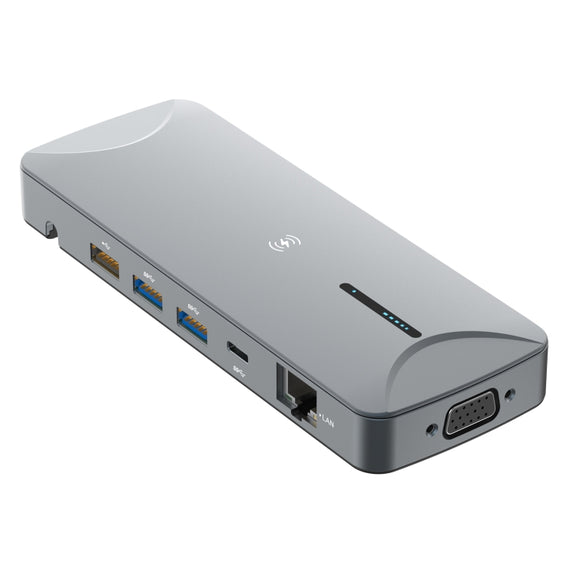 V240 12-in-1 Multifunctional USB-C / Type-C 3.1 Male HUB Docking Station(Gery)