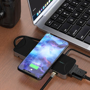 V240 12-in-1 Multifunctional USB-C / Type-C 3.1 Male HUB Docking Station(Gery)