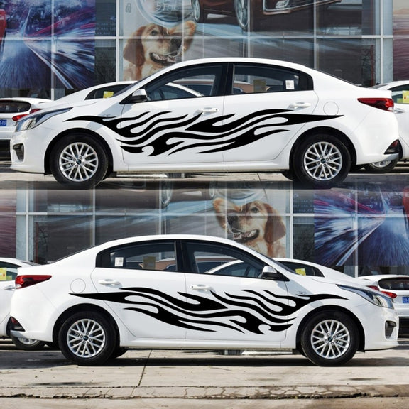 2 PCS/Set D-476 Fire Element Pattern Car Modified Decorative Sticker(Black)