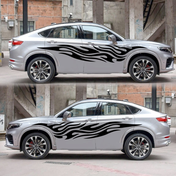 2 PCS/Set D-476 Fire Element Pattern Car Modified Decorative Sticker(Black)