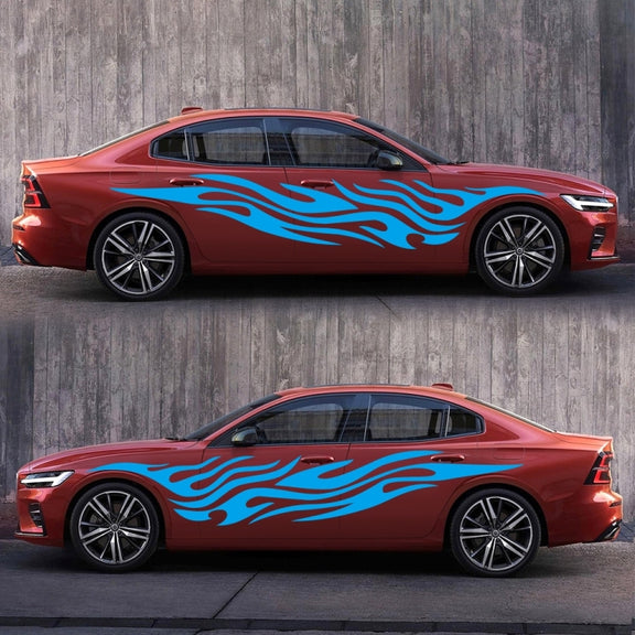 2 PCS/Set D-476 Fire Element Pattern Car Modified Decorative Sticker(Blue)