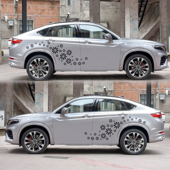 2 PCS/Set D-483 Flower Pattern Car Modified Decorative Sticker(Black)