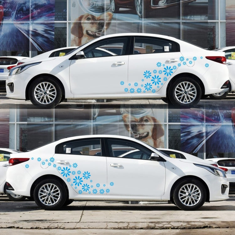 2 PCS/Set D-483 Flower Pattern Car Modified Decorative Sticker(Blue)