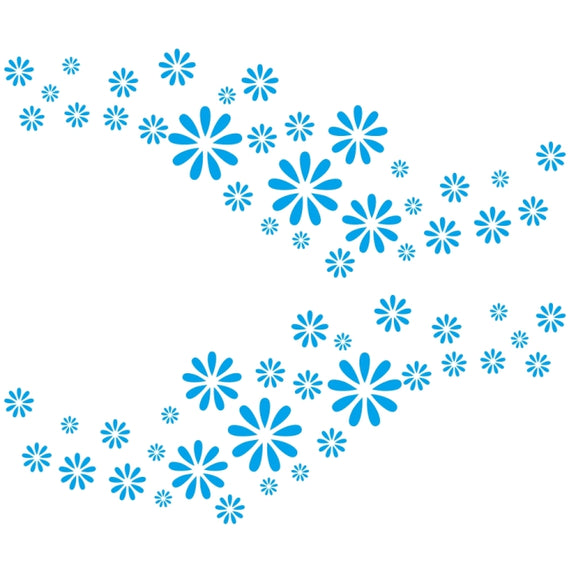 2 PCS/Set D-483 Flower Pattern Car Modified Decorative Sticker(Blue)