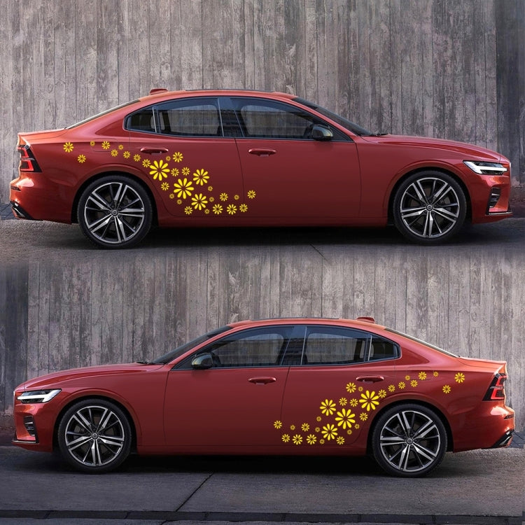 2 PCS/Set D-483 Flower Pattern Car Modified Decorative Sticker(Yellow)