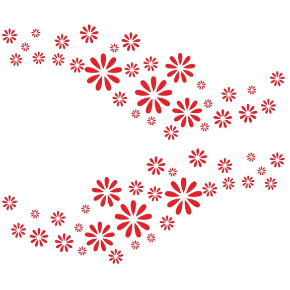 2 PCS/Set D-483 Flower Pattern Car Modified Decorative Sticker(Red)