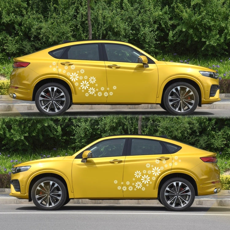 2 PCS/Set D-483 Flower Pattern Car Modified Decorative Sticker(White)