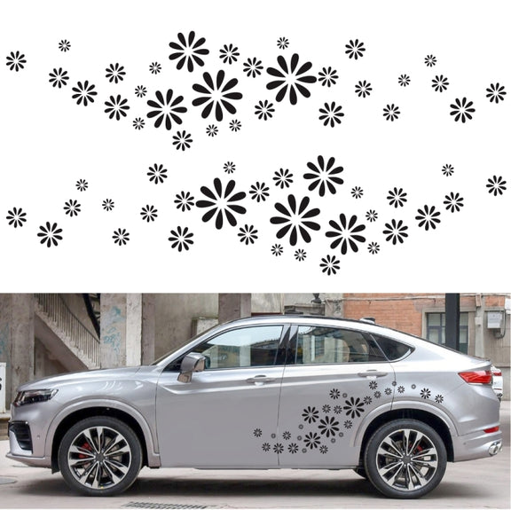 2 PCS/Set D-483 Flower Pattern Car Modified Decorative Sticker(Blue)