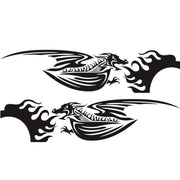 2 PCS/Set D-489 Fire-breathing Dragon Pattern Car Modified Decorative Sticker(Black)