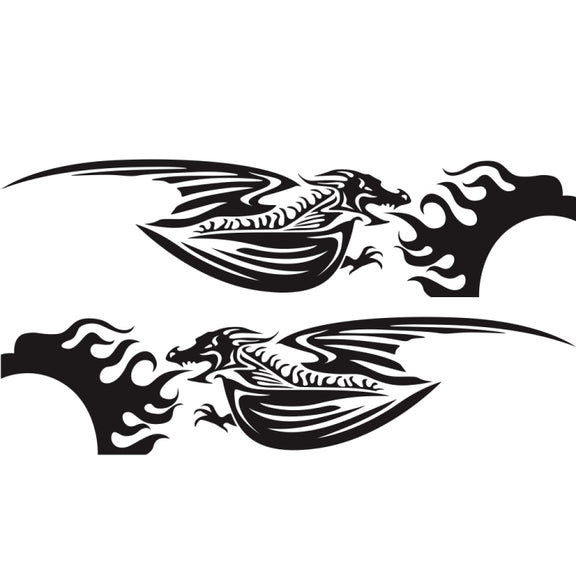 2 PCS/Set D-489 Fire-breathing Dragon Pattern Car Modified Decorative Sticker(Black)