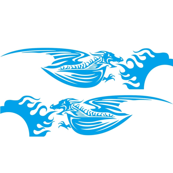 2 PCS/Set D-489 Fire-breathing Dragon Pattern Car Modified Decorative Sticker(Blue)