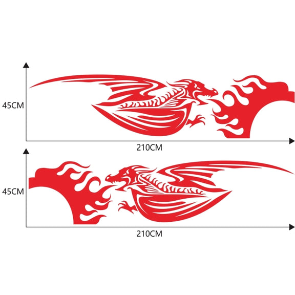 2 PCS/Set D-489 Fire-breathing Dragon Pattern Car Modified Decorative Sticker(Red)
